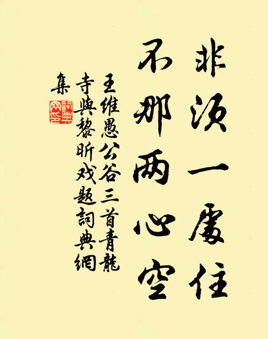 王维非须一处住，不那两心空书法作品欣赏