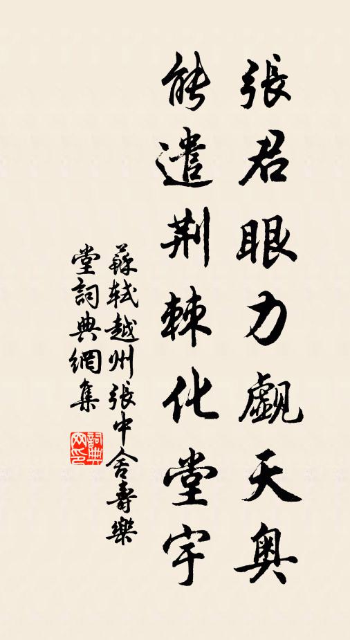 苏轼张君眼力觑天奥，能遣荆棘化堂宇书法作品欣赏