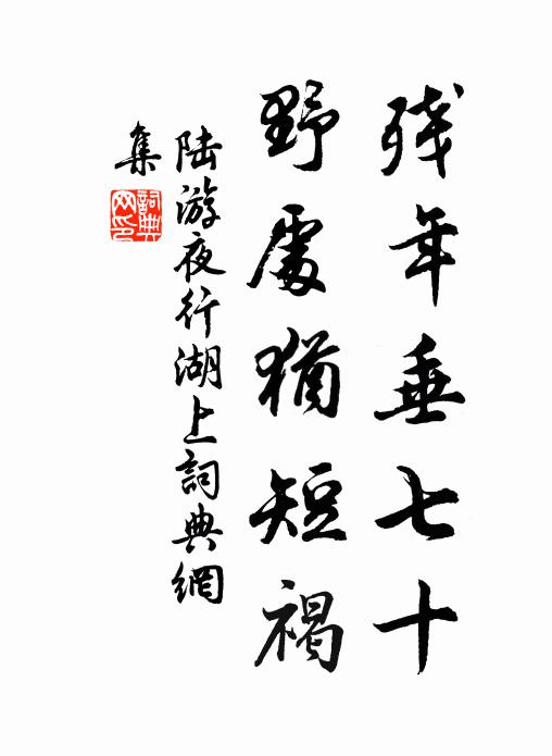 陆游残年垂七十，野处犹短褐书法作品欣赏