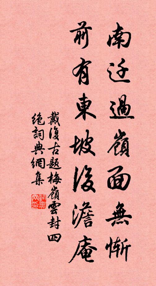 戴复古南迁过岭面无惭，前有东坡后澹庵书法作品欣赏