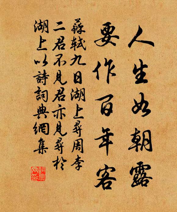 苏轼人生如朝露，要作百年客书法作品欣赏
