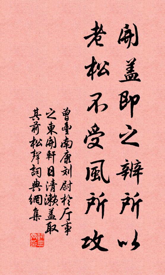 曾丰开盖即之辨所以，老松不受风所攻书法作品欣赏