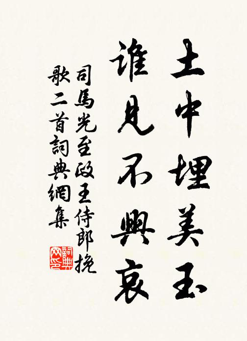 司马光土中埋美玉，谁见不兴哀书法作品欣赏