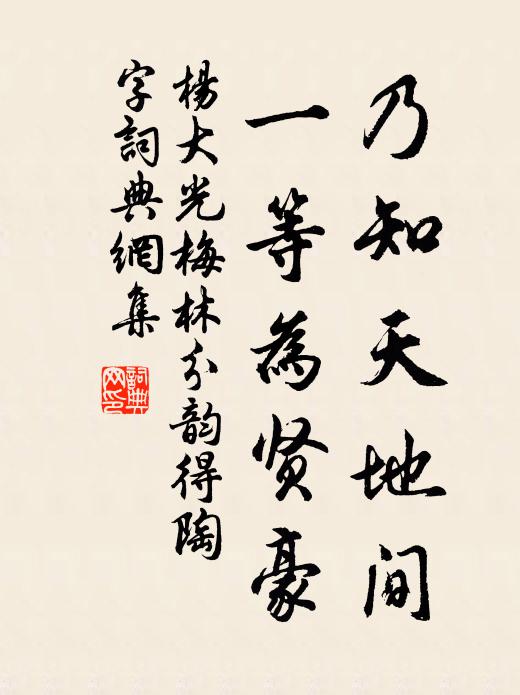 杨大光乃知天地间，一等为贤豪书法作品欣赏