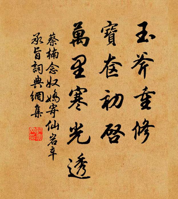 蔡楠玉斧重修，宝奁初启，万里寒光透书法作品欣赏