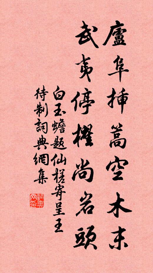 白玉蟾庐阜插篙空木末，武夷停櫂尚岩头书法作品欣赏