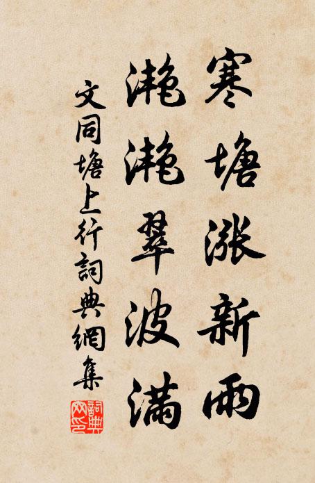 文同寒塘涨新雨，滟滟翠波满书法作品欣赏
