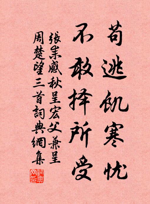 张耒苟逃饥寒忧，不敢择所受书法作品欣赏