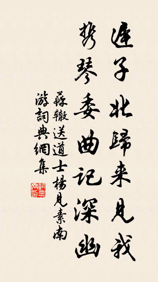 苏辙迟子北归来见我，携琴委曲记深幽书法作品欣赏