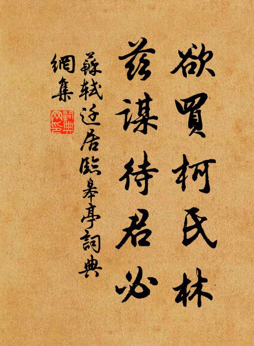 苏轼欲买柯氏林,兹谋待君必书法作品欣赏