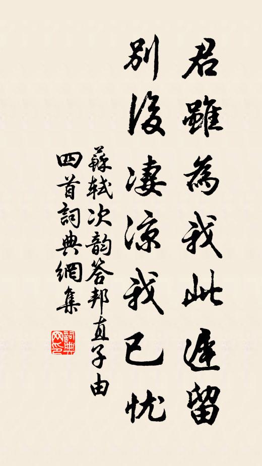苏轼君虽为我此迟留，别后凄凉我已忧书法作品欣赏