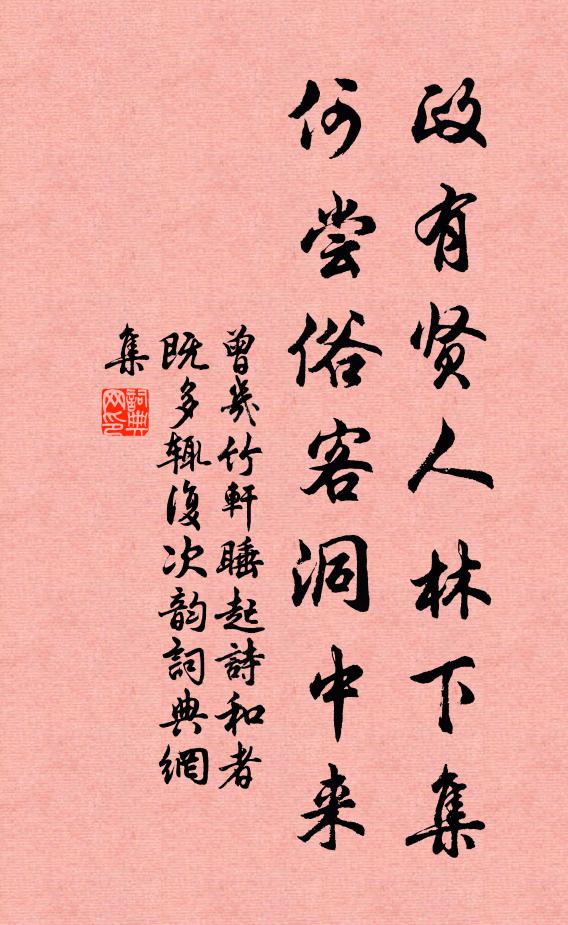 曾几政有贤人林下集，何尝俗客洞中来书法作品欣赏
