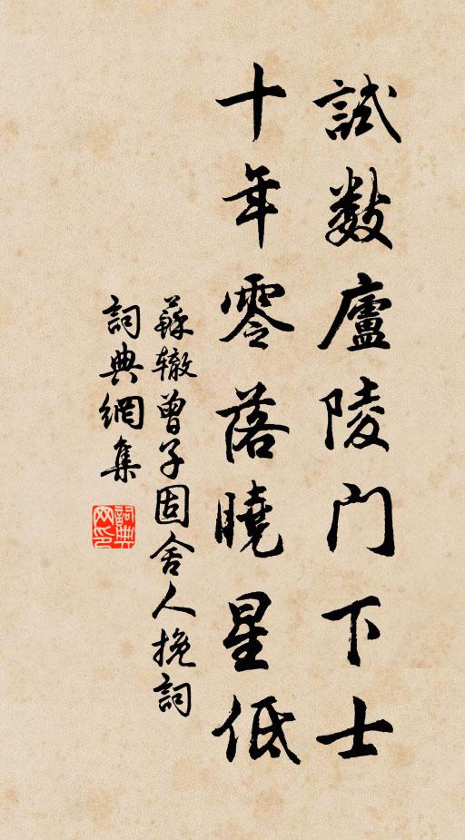 苏辙试数庐陵门下士，十年零落晓星低书法作品欣赏