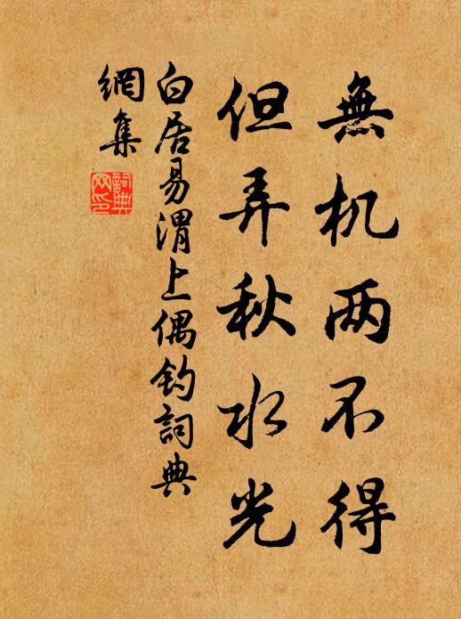 白居易无机两不得，但弄秋水光书法作品欣赏
