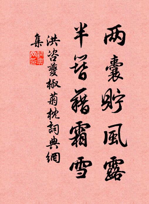 洪咨夔两囊贮风露，半簪藉霜雪书法作品欣赏