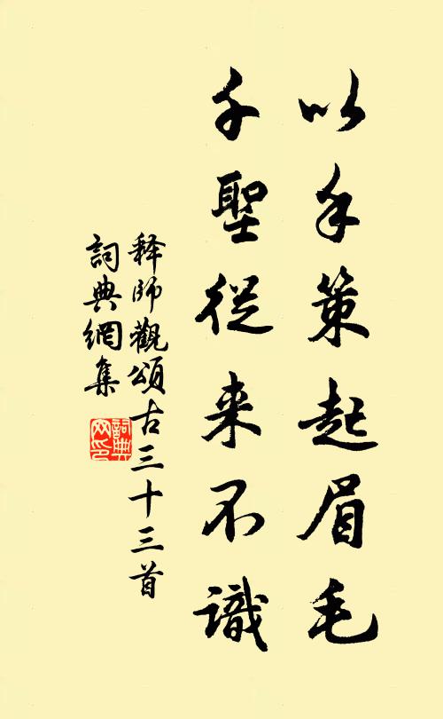 释师观以手策起眉毛，千圣从来不识书法作品欣赏
