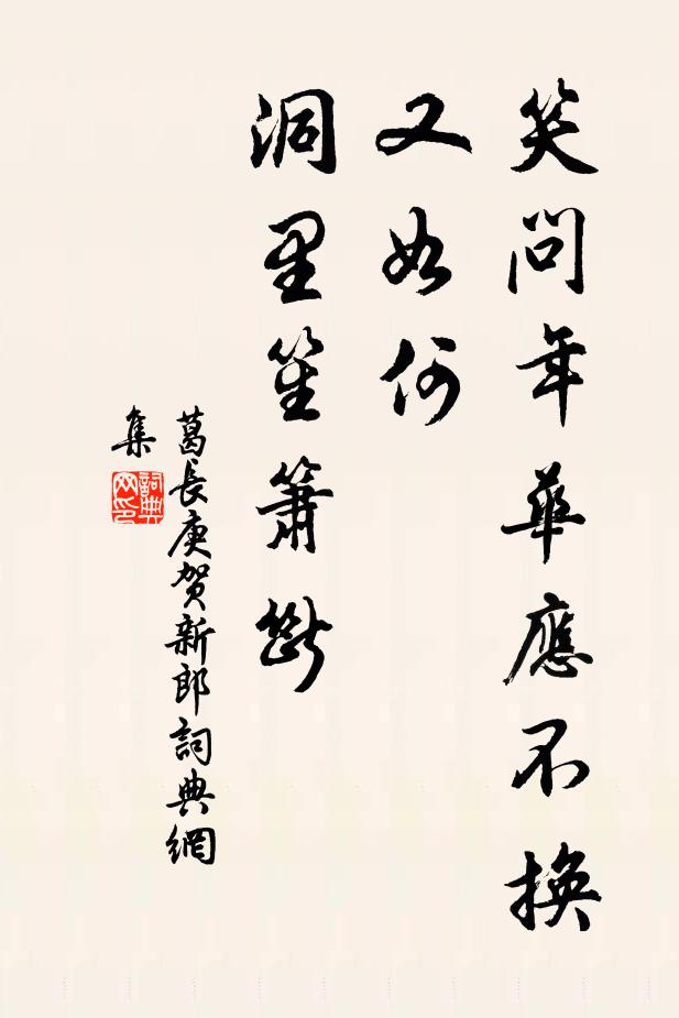 葛长庚笑问年华应不换，又如何、洞里笙箫断书法作品欣赏