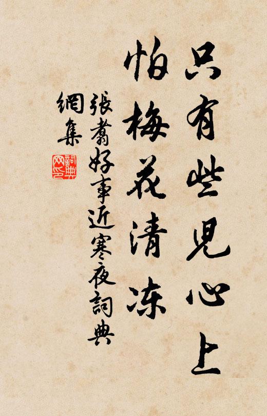 张翥只有些儿心上，怕梅花清冻书法作品欣赏