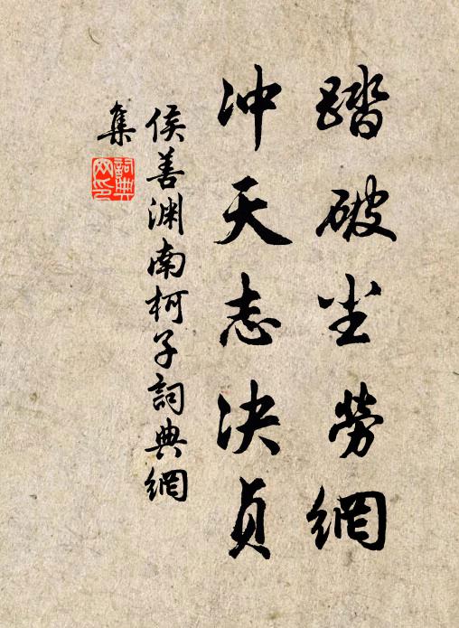 侯善渊踏破尘劳网，冲天志决贞书法作品欣赏