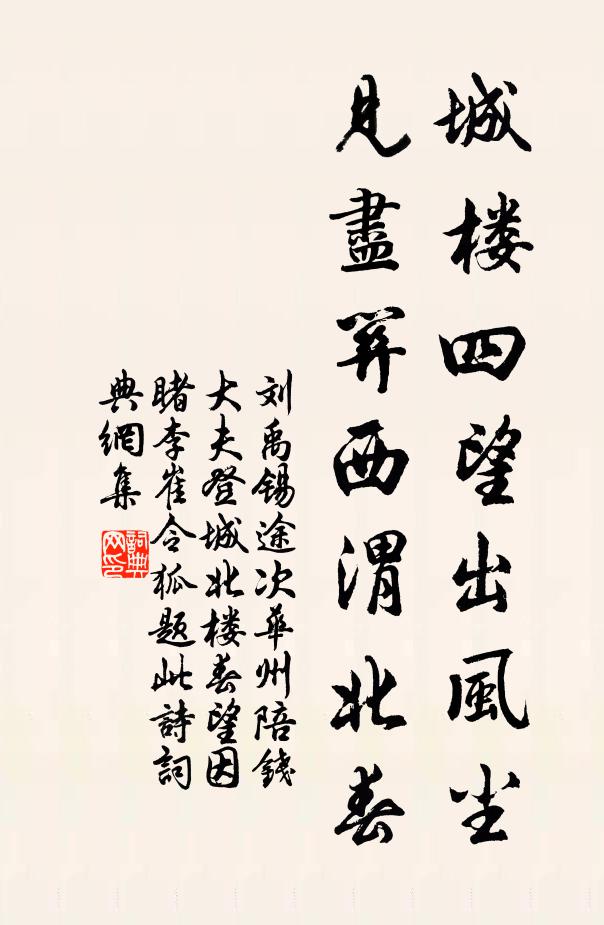 刘禹锡城楼四望出风尘，见尽关西渭北春书法作品欣赏
