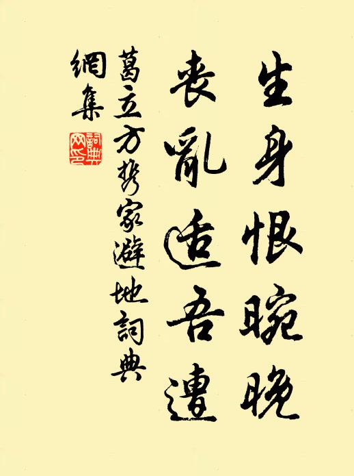 葛立方生身恨晼晚，丧乱适吾遭书法作品欣赏