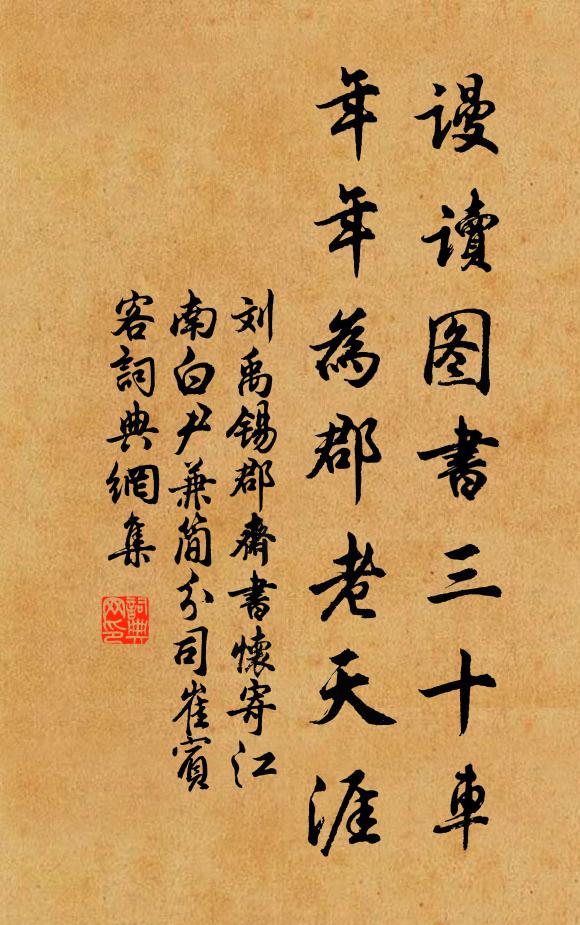 刘禹锡谩读图书三十车，年年为郡老天涯书法作品欣赏