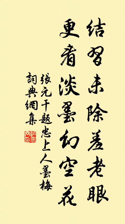 张元干结习未除羞老眼，更看淡墨幻空花书法作品欣赏