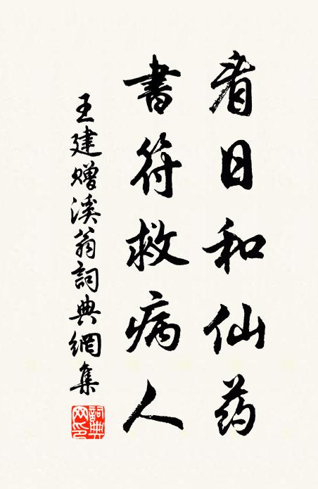 王建看日和仙药，书符救病人书法作品欣赏