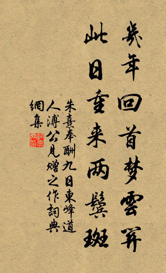 朱熹几年回首梦云关，此日重来两鬓斑书法作品欣赏