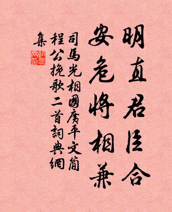 司马光明直君臣合，安危将相兼书法作品欣赏