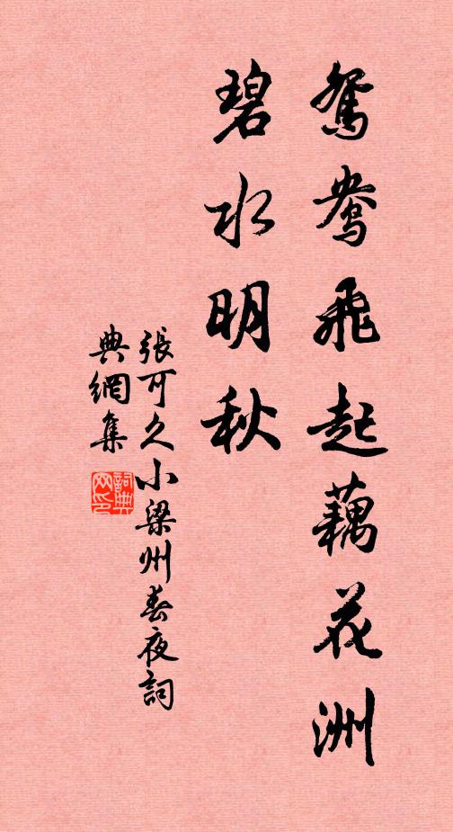 张可久鸳鸯飞起藕花洲，碧水明秋书法作品欣赏