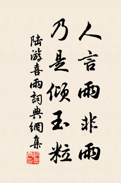 陆游人言雨非雨,乃是倾玉粒书法作品欣赏