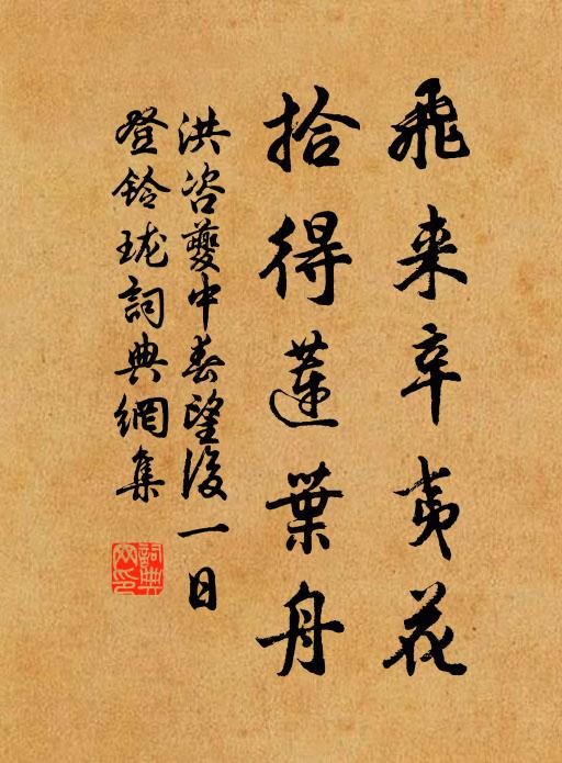 洪咨夔飞来辛夷花，拾得莲叶舟书法作品欣赏