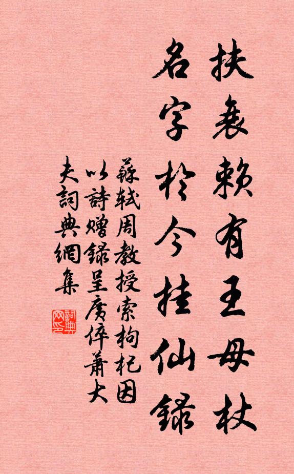 苏轼扶衰赖有王母杖，名字于今挂仙录书法作品欣赏