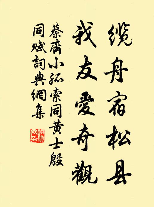 蔡齐缆舟宿松县，我友爱奇观书法作品欣赏