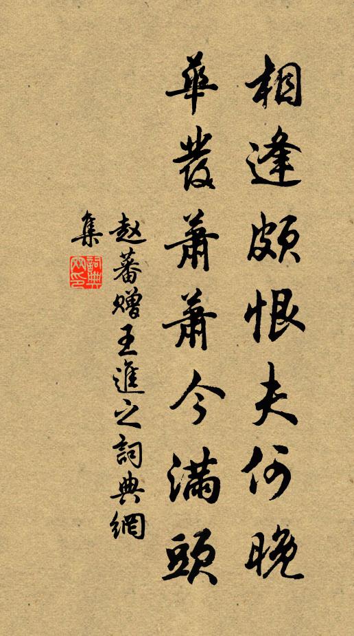 赵蕃相逢颇恨夫何晚，华发萧萧今满头书法作品欣赏
