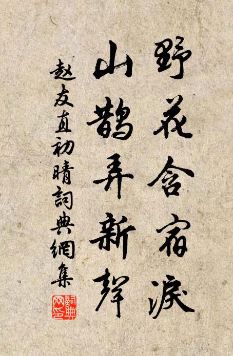 赵友直野花含宿泪，山鹊弄新声书法作品欣赏