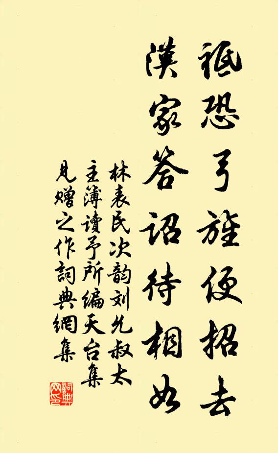 林表民祗恐弓旌便招去，汉家答诏待相如书法作品欣赏