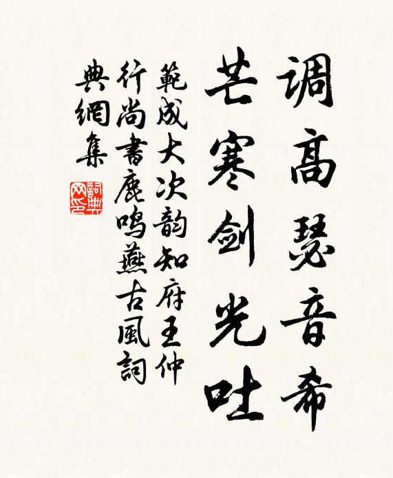 范成大调高瑟音希,芒寒剑光吐书法作品欣赏