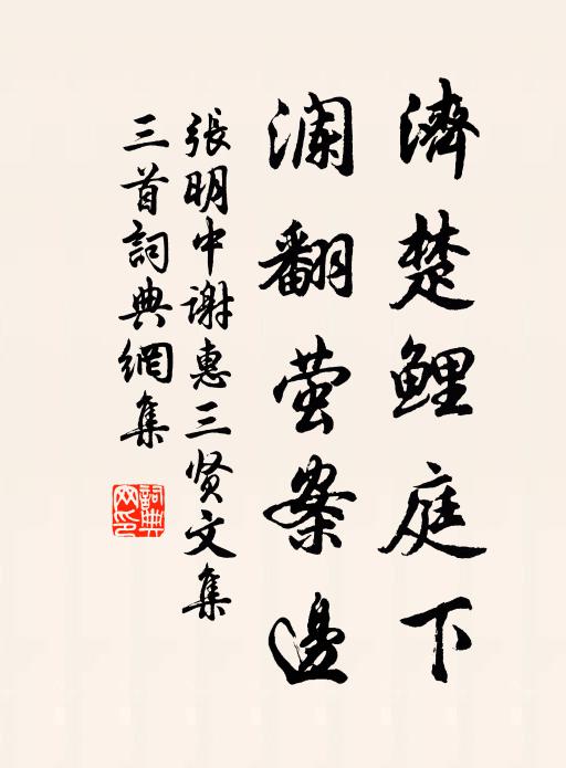 张明中济楚鲤庭下，澜翻萤案边书法作品欣赏