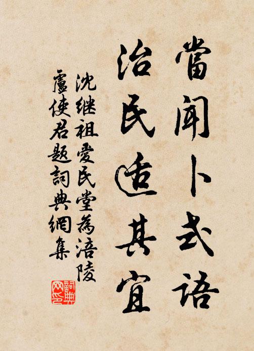 沈继祖当闻卜式语,治民适其宜书法作品欣赏