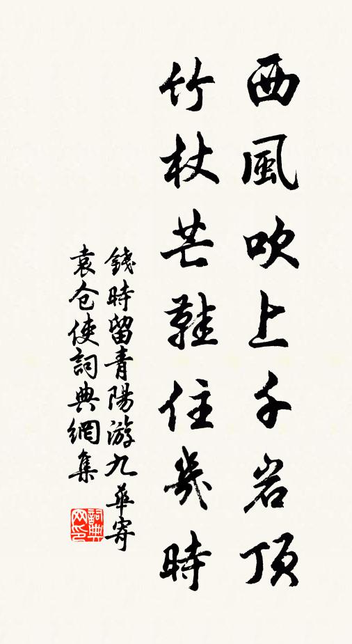 钱时西风吹上千岩顶，竹杖芒鞋住几时书法作品欣赏