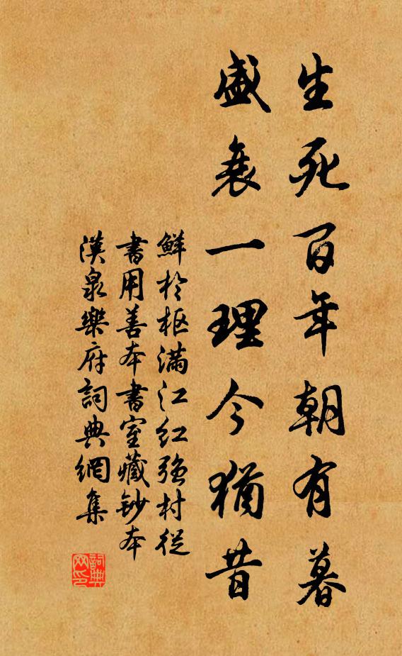 鲜于枢生死百年朝有暮，盛衰一理今犹昔书法作品欣赏