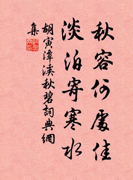 胡寅秋容何处佳，淡泊寄寒水书法作品欣赏