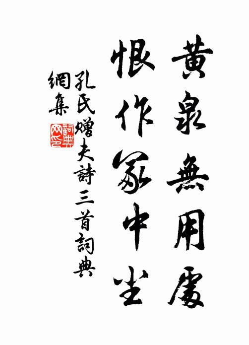 孔氏黄泉无用处，恨作冢中尘书法作品欣赏