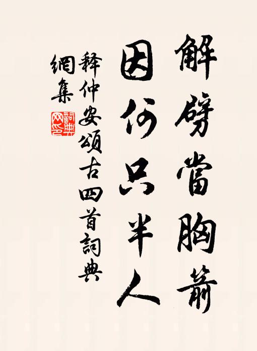 释仲安解劈当胸箭，因何只半人书法作品欣赏