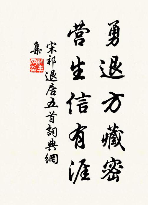 宋祁勇退方藏密，营生信有涯书法作品欣赏