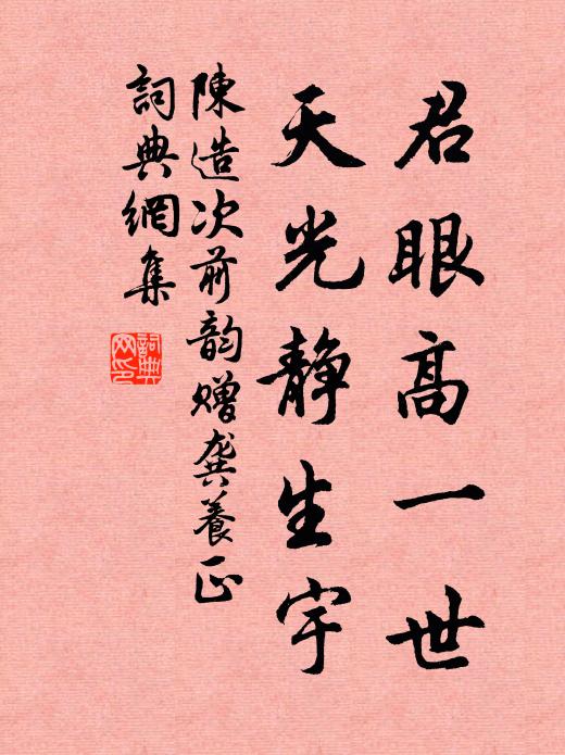 陈造君眼高一世，天光静生宇书法作品欣赏