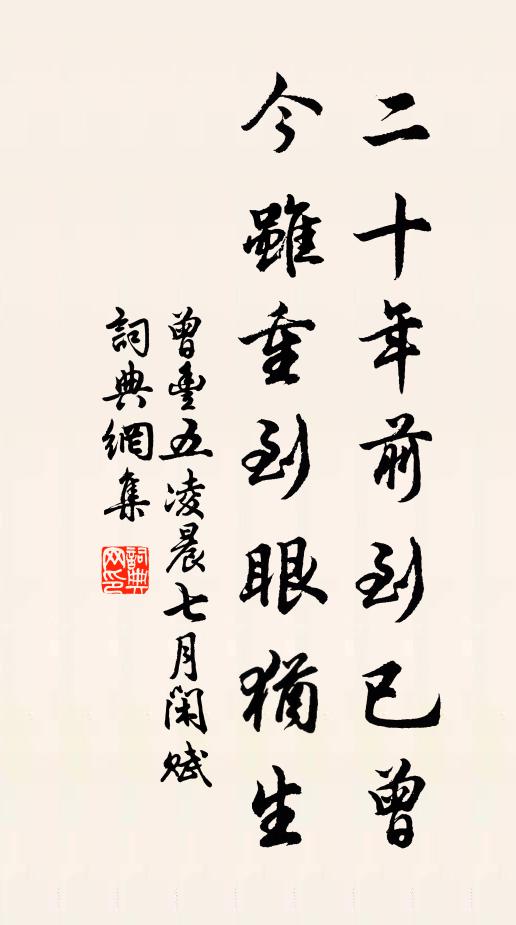 曾丰二十年前到已曾，今虽重到眼犹生书法作品欣赏