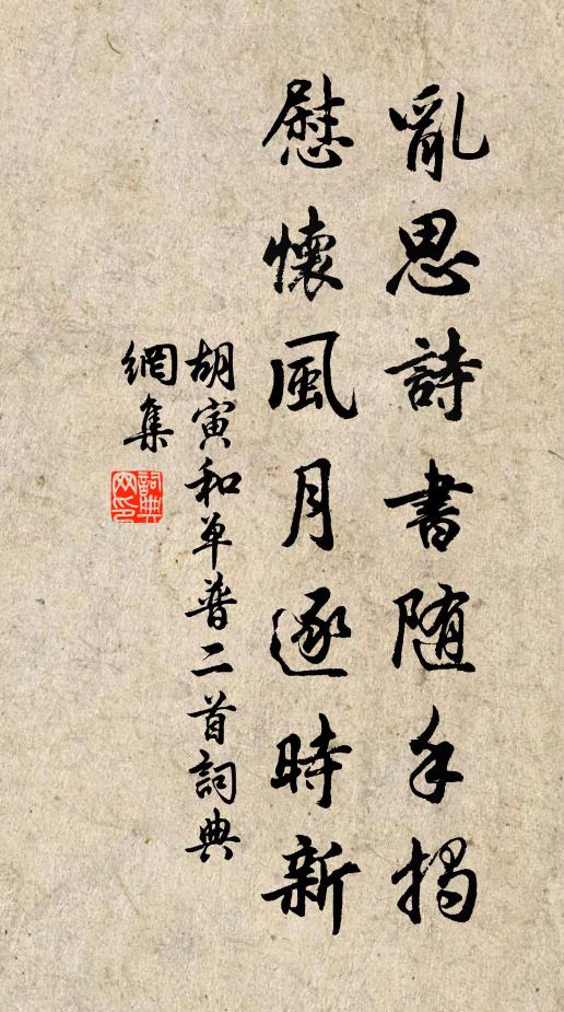 胡寅乱思诗书随手揭，慰怀风月逐时新书法作品欣赏